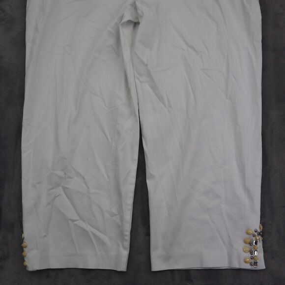 Ruby Rd Pants Womens 14 White Ankle High Rise Elastic Waist Stretch Hook Eye - Picture 16 of 16